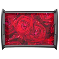 Deep red roses pattern  serving tray