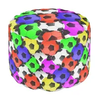 Multicolored American Soccer/ Football Round Pouf