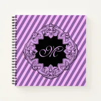 Sophisticated Pink Stripe Monogrammed Notebook