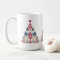Scandinavian Folk Art Multicolor Christmas Tree Coffee Mug