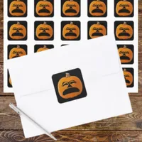 Jack o' Lantern Unhappy Face, Halloween Pumpkin Square Sticker