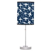 Blue and White Airplane Patterned Table Lamp