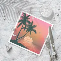 Tropical Isle Sunrise Wedding Pink ID581 Napkins