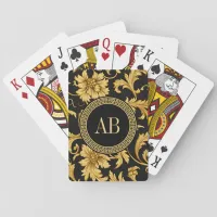 Monogram Black Gold Classy Elegant Pattern Playing Cards