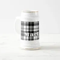 Simple Tartan Black and White Monogram Name |