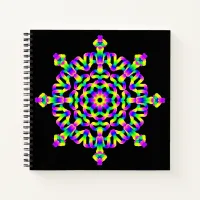 *~* Pink Neon Blue  Mandala on Black Notebook