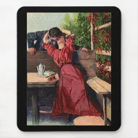 Vintage Couple Kissing Valentines Mouse Pad