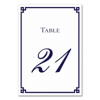 Navy Blue Greek Key Border Wedding Table Number