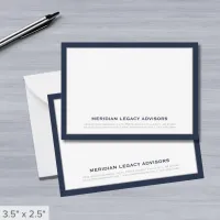 Navy Blue and Silver Business Note Card