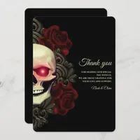 Ethnic Black floral dark gothic skull Halloween Thank You Card