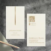 Clean Simple Minimalistic Gold Ivory White Business Card