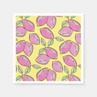 Whimsical Bridal Shower Pink Citrus Yellow Lemon  Napkins