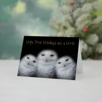 Dreamy Snowy Owls Christmas Family Funny Hoot Foil Holiday Card