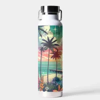 Pink and Turquoise Paradise | Beach Art Water Bottle