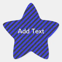 Thin Black and Blue Diagonal Stripes Star Sticker