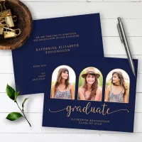 Budget Navy Blue Gold Arch 3 Photo Graduation