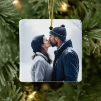 Add Your Couple's Photo to this Christmas Ceramic Ornament