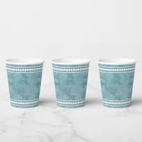 Southwest Winter Deer and Pine Trees Design Blue Paper Cups