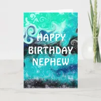 Happy Birthday Nephew | Blue, Teal and Black  Card