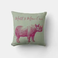 Rhino Man Cave Throw Pillow