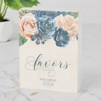 Roses Blue/Peach Favors ID584 Wooden Box Sign