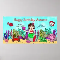 Personalied Happy Birthday Mermaid Poster