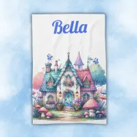 Pink & Blue Fairy Cottage Core Monogram on White | Kitchen Towel