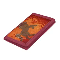 Majestic Horse in Asian Floral Tapestry Trifold Wallet