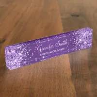 Sparkly Glittery Royal Purple Gradient Desk Name Plate