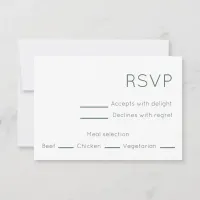 Simple Green & White Mid Century Modern Wedding RSVP Card