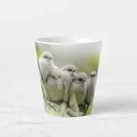 Heartwarming Cute Bushtits Songbirds Family Photo Latte Mug