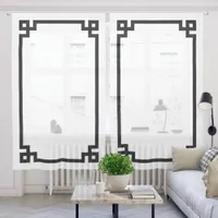 Black Greek Key Border Sheer Curtains