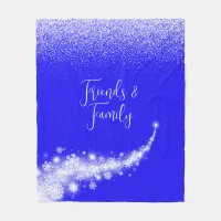 White glitter, monogrammed on blue | fleece blanket