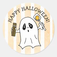 Happy Halloween Ghost with Candy Classic Round Sticker