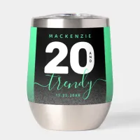 Modern Girly Mint Green 20 and Trendy Thermal Wine Tumbler