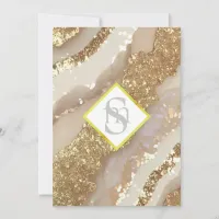 *~ Ivory Gold AR66 QR  + RSVP Agate Wedding Invitation