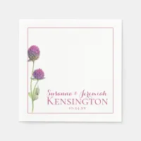 Watercolor Wildflower Pink Floral Reception Napkins