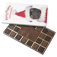 Cute Christmas Pug Puppy Santa Merry Pugmas 45 Piece Box Of Chocolates