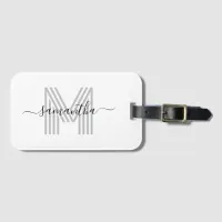 Signature Name Silver Retro Monogram Luggage Tag