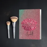 Modern Glam Red Glittery Kiss Lipstick Imprint Pocket Folder
