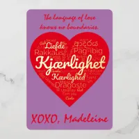 LOVE translated into 50 Languages Valentine's Day  Foil Holiday Card