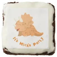 Minimalist Triceratops with Personal Message Brownie