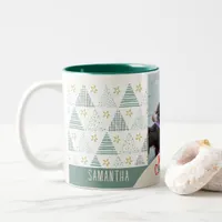 Retro Christmas Star Modern Abstract Unique Photo Two-Tone Coffee Mug