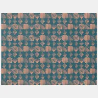 Bold Caribbean Tribal Mudcloth: Teal, Coral Throw Rug