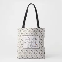 Thankful Grateful Blessed Autumn Leaves Typography Tote Bag