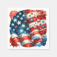 Red, White and Blue Patriotic Fourth of July Party Napkins