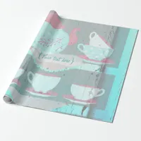 Girl's Birthday Tea Party Shabby-Chic Personalized Wrapping Paper