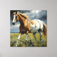 A Gorgeous Pinto Horse in the Meadow Canvas Print