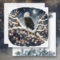 An Eagle atop a Snow filled Branch Christmas Holiday Card