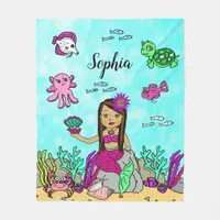 Personalized Mermaid Under the Sea Blanket